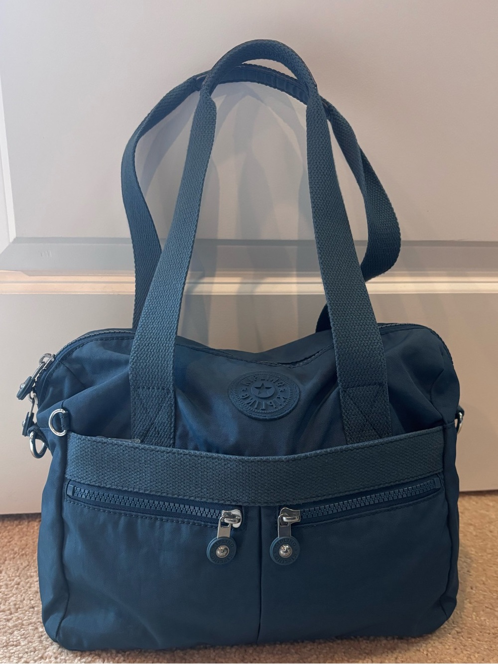 Kipling Klara Nylon Everyday Large Tote Bag Crossbody Deep Teal